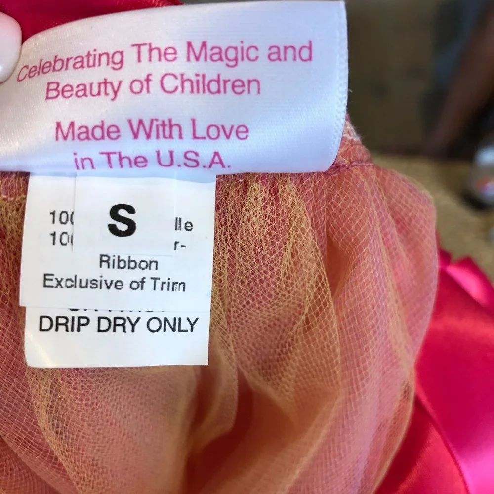 Childhood Enchantment Small Orange Pink Sherbet Leotard & Tutu Floral‎ Ribbon